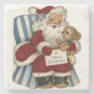 Christmas Marble Stone Coaster, Santa Stone Coaster