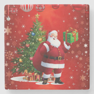 Christmas Marble Stone Coaster, Santa Stone Coaster