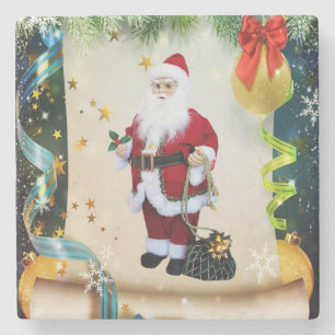 Christmas Marble Stone Coaster, Santa Stone Coaster