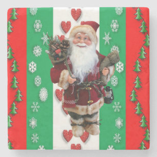 Christmas Marble Stone Coaster, Santa Stone Coaster