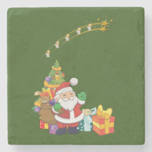 Christmas Marble Stone Coaster, Santa Stone Coaster