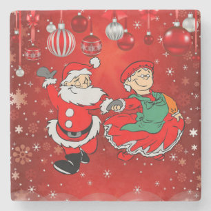 Christmas Marble Stone Coaster, Santa Stone Coaster