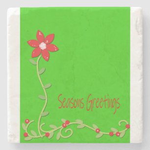 Christmas Marble Stone Coaster, Season's Greetings Stone Coaster