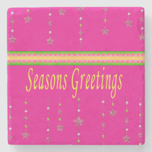 Christmas Marble Stone Coaster, Season's Greetings Stone Coaster