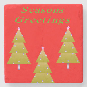 Christmas Marble Stone Coaster, Season's Greetings Stone Coaster