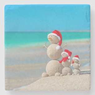 Christmas Marble Stone Coaster, Snowman Coaster