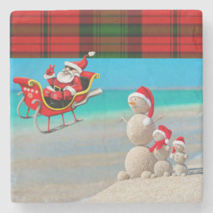 Christmas Marble Stone Coaster, Snowman Coaster