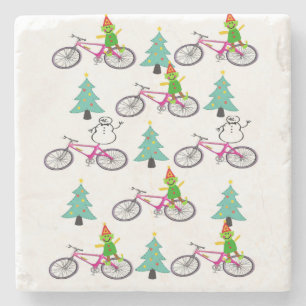 Christmas Marble Stone Coaster, Snowman Elf  Stone Coaster