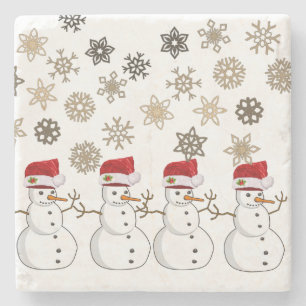 Christmas Marble Stone Coaster, Snowman Stone Coaster