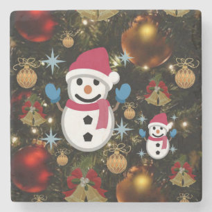 Christmas Marble Stone Coaster, Snowman Stone Coaster
