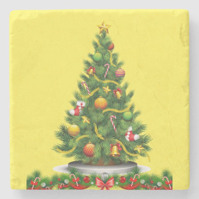 Christmas Marble Stone Coaster, Stone Coaster (Front)