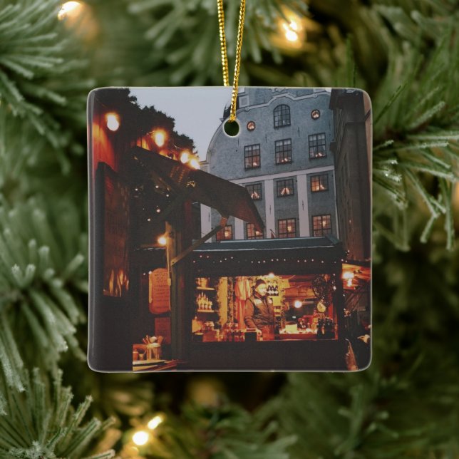 Christmas Market in Stockholm  Ceramic Ornament (Tree)