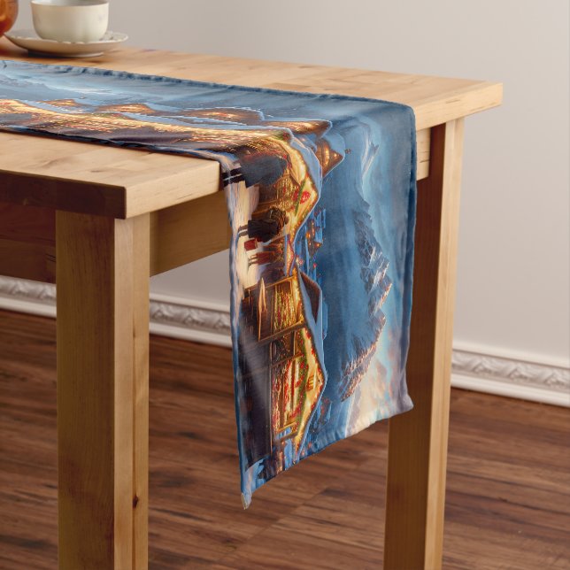 Christmas market in the mountains - custom short table runner (In Situ)