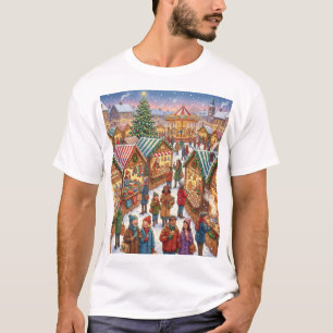 Christmas Market Magic – A Festive Town Square T-Shirt