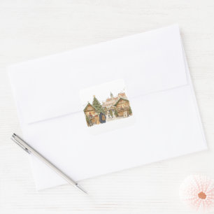 Christmas Market Scene for Holiday Shopping Lovers Square Sticker