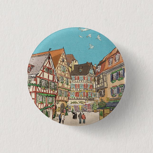 Christmas Market Strasbourg France Retro-inspired 3 Cm Round Badge (Front)