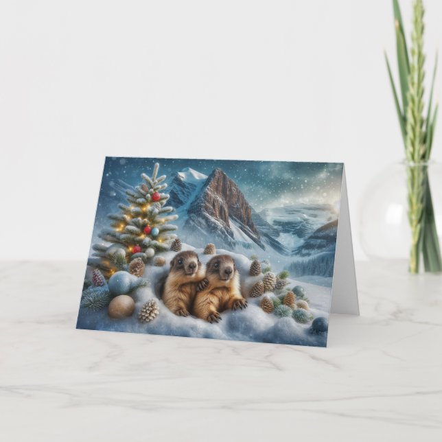 Christmas Marmots Card (enter your own message) (Front)
