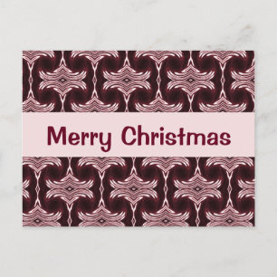 Christmas Maroon Art Deco Pattern Holiday Postcard
