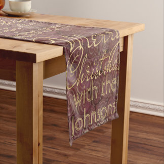 Christmas Maroon Gold Stars 14 x 72 Short Table Runner