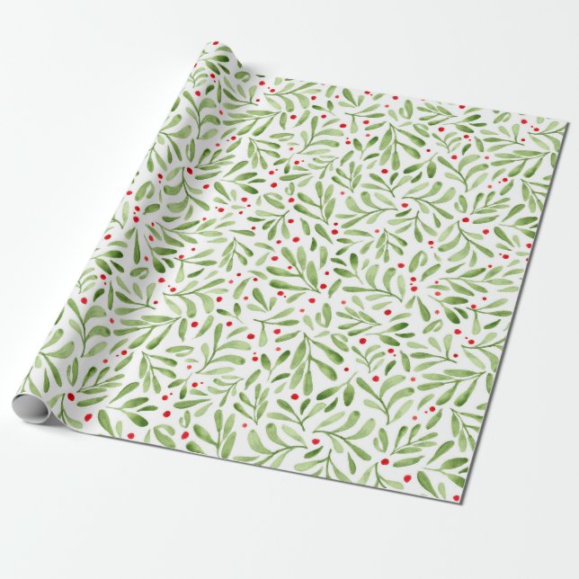 Christmas marRetail watercolor illustration Wrapping Paper (Unrolled)
