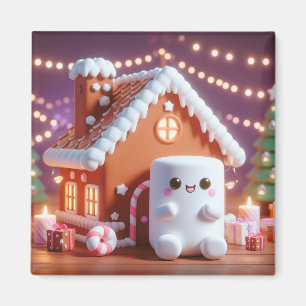 Christmas Marshmallow Gingerbread House Magnet