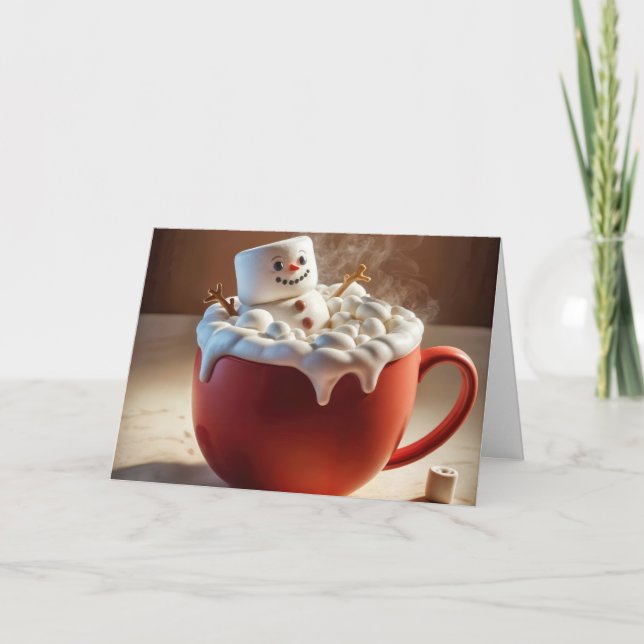 Christmas Marshmallow Snowman Holiday Card (Front)