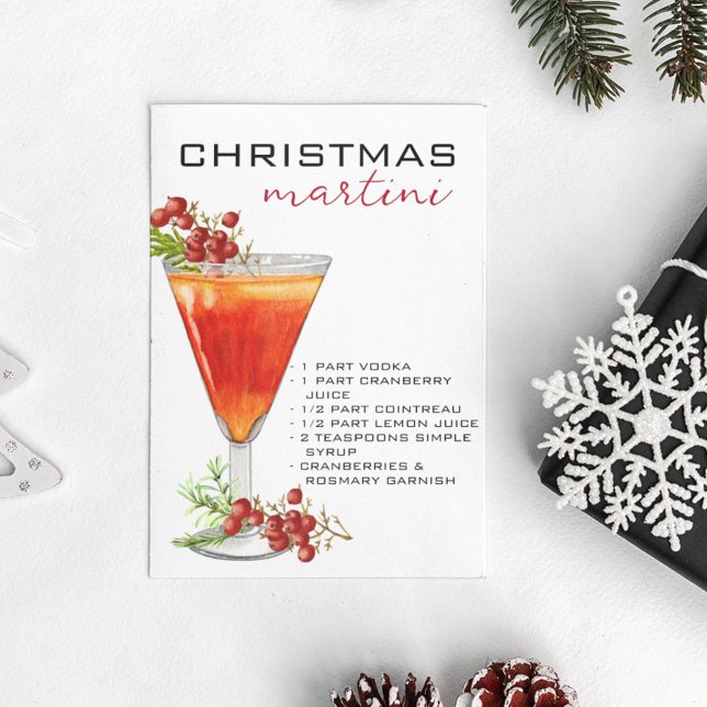 Christmas Martini Cocktail Recipe Drink Postcard (Creator Uploaded)