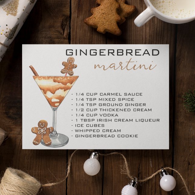 Christmas Martini Cocktail Recipe Gingerbread Postcard (Creator Uploaded)