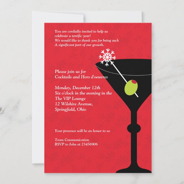 Christmas Martini & Merriment - Company Party Invitation (Front)