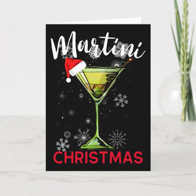 Christmas Martini Tail Happy Hour Fun Drink Gift  Card (Front)