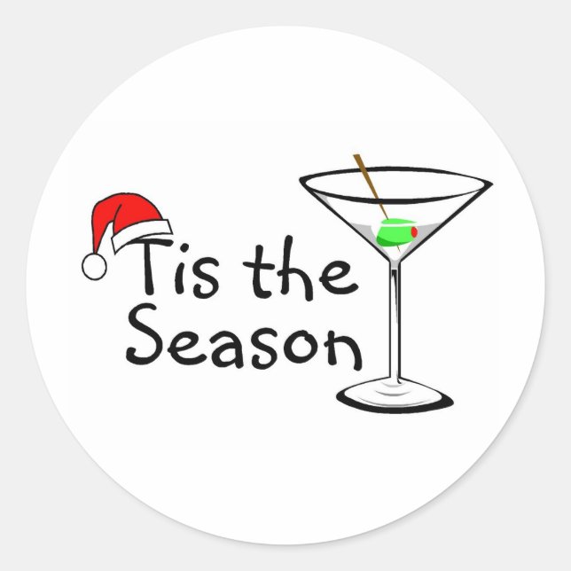 Christmas Martini Tis The Season Classic Round Sticker (Front)