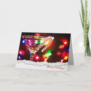 Christmas Martini with candy cane Holiday Card