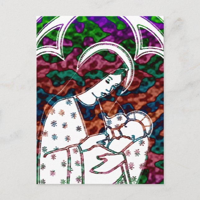 Christmas Mary and Baby Jesus Art Holiday Postcard (Front)