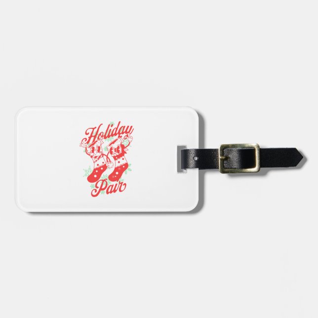 Christmas Mascot Socks Luggage Tag (Front Horizontal)