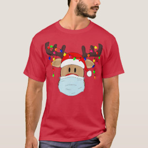 Christmas Mask Cute Rudolph Reindeer Happy Holiday T-Shirt