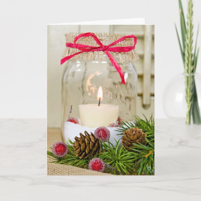Christmas Mason Jar Holiday Card (Front)