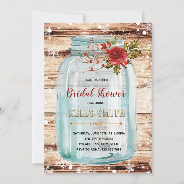 Christmas mason jar party invitation (Front)