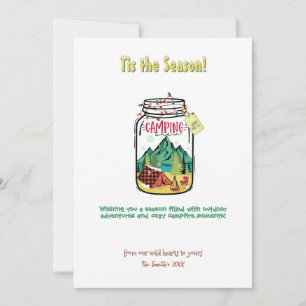 Christmas Mason Jar Tent Mountain Outdor Adventure Holiday Card