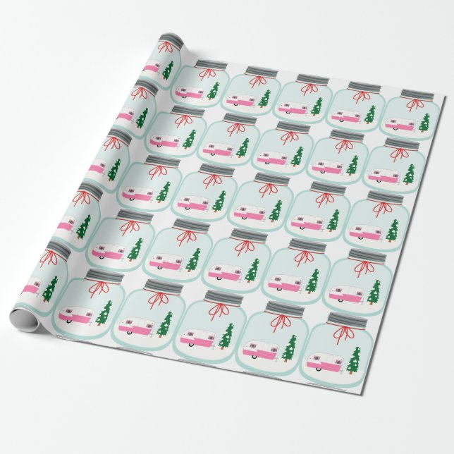 Christmas Mason Jar Wrapping Paper (Unrolled)