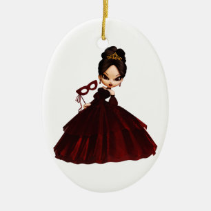 CHRISTMAS MASQURADE BALL CERAMIC TREE DECORATION