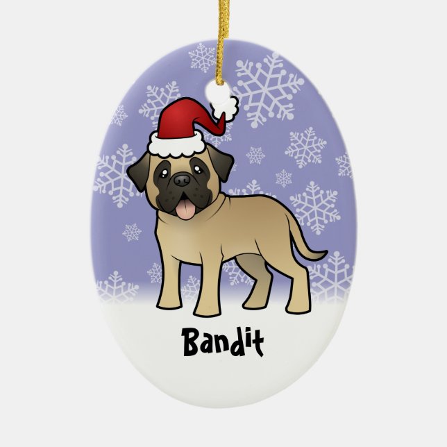 Christmas Mastiff / Bullmastiff Ceramic Tree Decoration (Front)