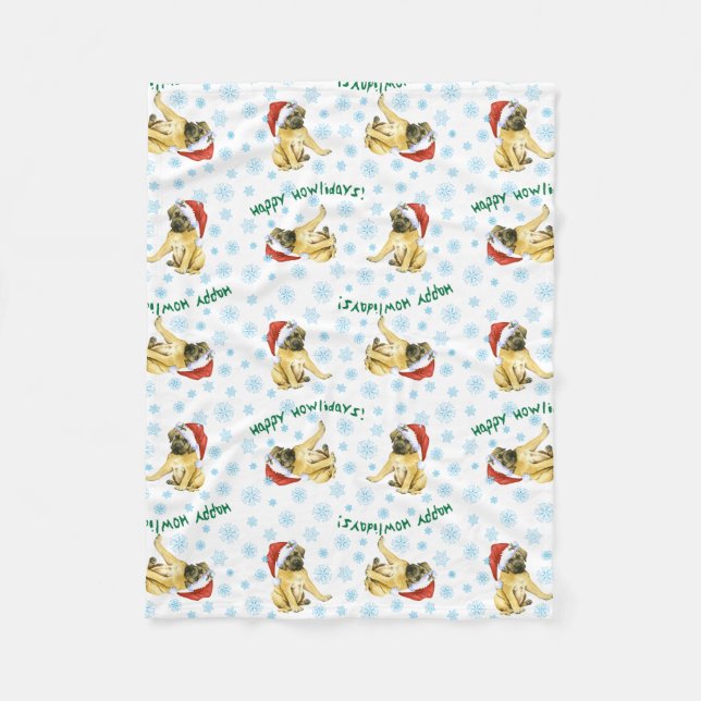 Christmas Mastiff Fleece Blanket (Front)