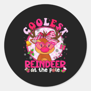 Christmas Matching Family Cutest Reindeer At The L Classic Round Sticker