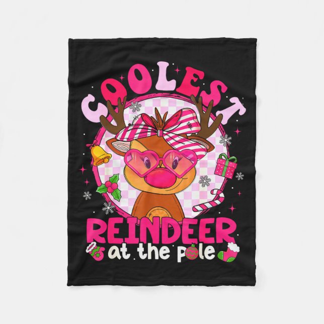 Christmas Matching Family Cutest Reindeer At The L Fleece Blanket (Front)