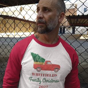 Christmas Matching Family Holiday Red Truck T-Shirt