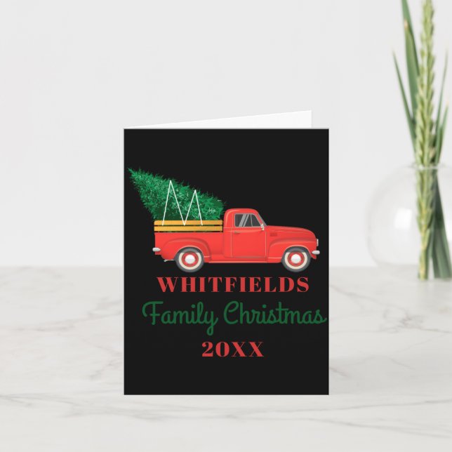 Christmas Matching Family Reunion Red Truck  Card (Front)
