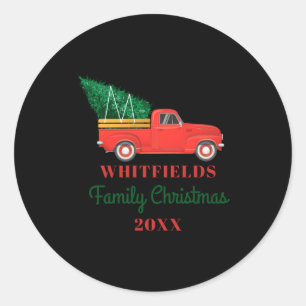 Christmas Matching Family Reunion Red Truck Classic Round Sticker
