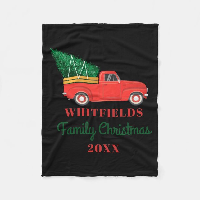 Christmas Matching Family Reunion Red Truck  Fleece Blanket (Front)