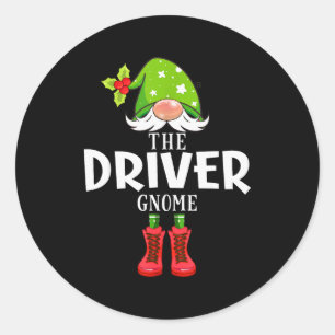 Christmas Matching Family The Driver Gnome  Classic Round Sticker