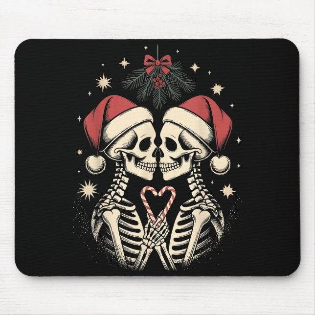 Christmas Matching Gothic Couple Dark Humor Skelet Mouse Mat (Front)
